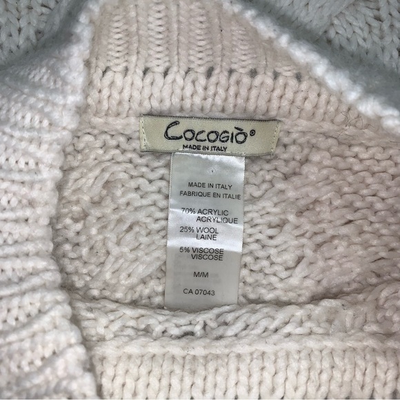 Cocogio Sweater Size Medium Oversized Fit Off-white‎ Textured Knit Wool Vintage - Picture 4 of 6